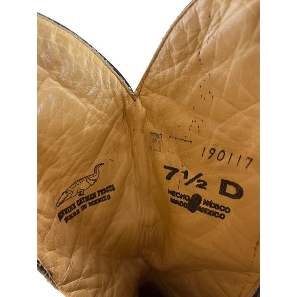 Men's Corral Black Caiman Almond Toe Western Boots Size: 8.5 D - Picture 8 of 8